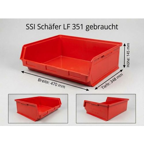Sichtlagerkasten Stapelkasten Kunststoffkiste Kiste, gebraucht | SSI Schäfer LF 351 ZW | Außenmaß: 348 x 470 x 145 mm (LxBxH) | Farbe: rot