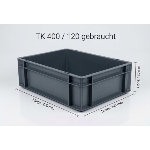 Stapelkiste Stapelkasten Kunststoffkiste Kiste, gebraucht | Außenmaß: 400 x 300 x 120 mm | Farbe: anthrazitgrau