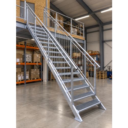 Stahltreppe verzinkt, Neu 3,00m | 38° PRO