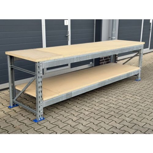 Werkbank Arbeitstisch, gebraucht | Dexion S4 | Werkbankbreite: 3.160mm | Werkbankhöhe: 938 mm | Werkbanktiefe: wählbar