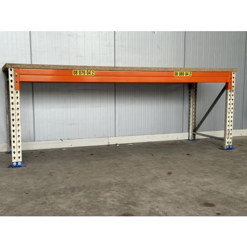 Werkbank Polypal, gebraucht | grauweiß | Höhe: 938 mm | Werkbankbreite: 2.500 mm | Werkbanktiefe: wählbar