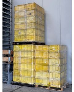Stapelkasten Stapelkiste Kunststoffkiste, gebraucht | SSI Schäfer Serie 14/6-1 | Außenmaß: 650 x 468 x 300 mm (LxBxH) | Farbe: gelb