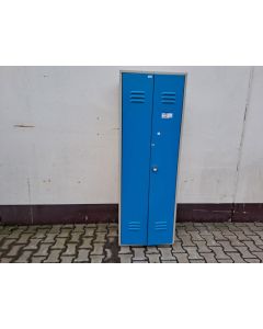 Spind Stahlspind Schrank Umkleidespind, gebraucht | Abm.: 600 x 500 x 1.740 mm (BxTxH) | 2 Türen | blaue Türen