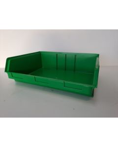 Sichtlagerkasten Stapelkasten Kunststoffkiste Kiste, gebraucht | SSI Schäfer LF 351 ZW | Außenmaß: 348 x 470 x 145 mm (LxBxH) | Farbe: grün