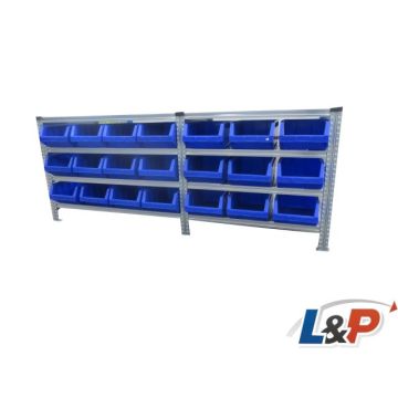 Packtisch inkl. 42 Kisten, neu - 2.480x800 mm