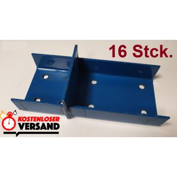 16x Aufstocklaschen für Palettenregale / universal / F. Rahmenprofilbreite: 100 mm / blau 