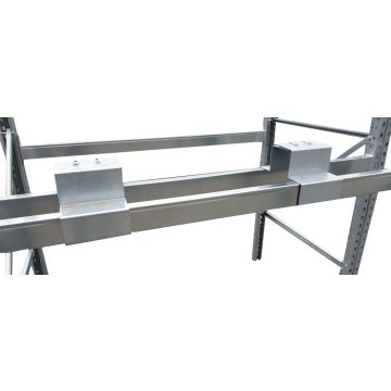 Durchschubsicherung für Doppelregalreihen / Palettenregale, gebraucht / Für Kastenprofil:90 mm höhe / Für Regalabstand von 190 - 270 mm 