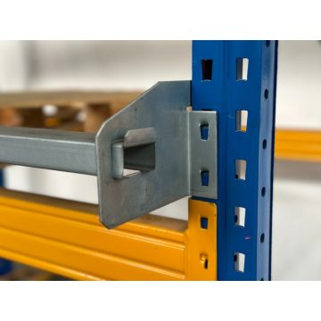 Agraffenwinkel / Konsolen f. Durchschubsicherung Palettenregal, neu / passend für Jung Heinrich Esmena / Überstand: auswählbar / Sets: auswählbar  