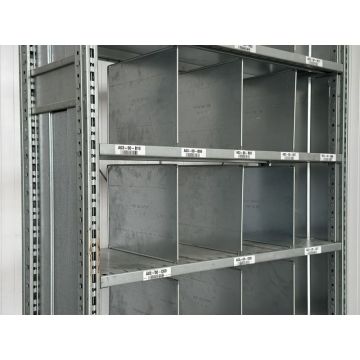 Fachteiler für Fachbodenregale, gebraucht | SSI Schäfer R 3000 | TRF 4427 | f. Ständertiefe: 400 mm | Gesamttiefe: 370 mm | Gesamthöhe: 300 mm | sendzimir verzinkt