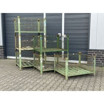 06x Gitterbox Stapelbox Metallbox, gebraucht | Abm.: 1.030 x 830 x 650 mm (BxTxH) | Stapelbar | grün | Bezeichnung: GB-2