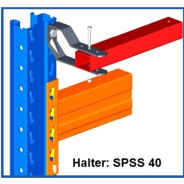 2x Halter f. Durchschubsicherung Palettenregal / Stow Pal Rack NS / verzinkt