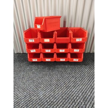 Sichtlagerkiste SSI Schäfer LF 221 Maße: 225 x 150 x 125 mm - Rot, gebraucht