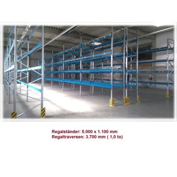 01x Palettenregalanlage, Nedcon NS / Regalständer: 5.000 mm x 1.100 mm / Lichte Weite: 3.700 mm // Regallänge: 72,30 lfm. 