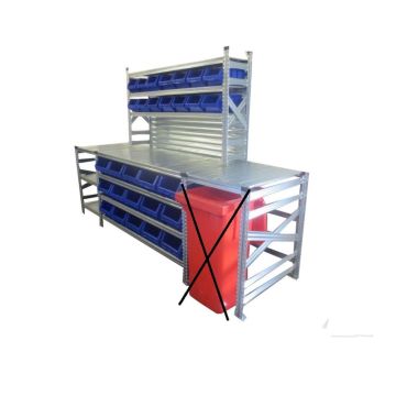 Packtisch, Kommissioniertisch neu / inkl. Regal / 2940 x 800 x 985 mm (B x T x H)