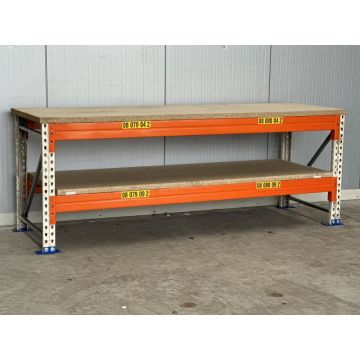 Werkbank Polypal, gebraucht | grauweiß | Werkbankbreite: 2.500 mm | Höhe: 938 mm | Werkbanktiefe: wählbar