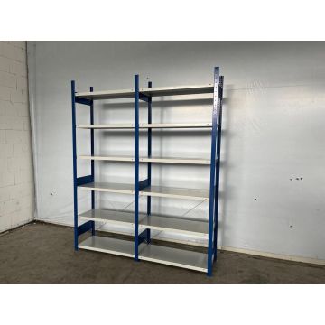 Fachbodenregal Magazinregal, gebraucht | META CLIP | Gesamthöhe: 2.490 mm | Gesamttiefe: 435 mm | Schottstege | Regallänge: 2,15 lfm.