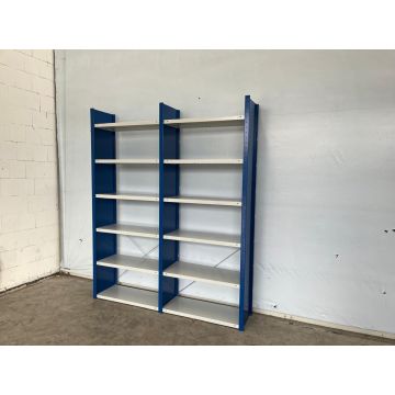 Fachbodenregal Magazinregal, gebraucht | META CLIP | Gesamthöhe: 2.490 mm | Gesamttiefe: 435 mm | Vollwand | Regallänge: 2,15 lfm.