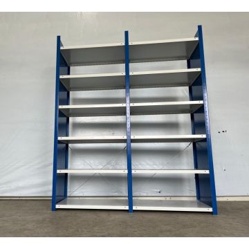 Fachbodenregal Magazinregal, gebraucht | META CLIP | Gesamthöhe: 2.490 mm | Gesamttiefe: 635 mm | Vollwand | Regallänge: 2,15 lfm.
