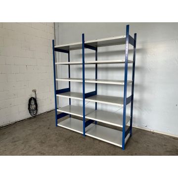 Fachbodenregal Magazinregal, gebraucht | META CLIP | Gesamthöhe: 2.490 mm | Gesamttiefe: 635 mm | Schottstege | Regallänge: 2,15 lfm.