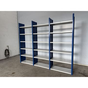 Fachbodenregal Magazinregal, gebraucht | META CLIP | Gesamthöhe: 2.490 mm | Gesamttiefe: 435 mm | Vollwand | Regallänge: 3,20 lfm.