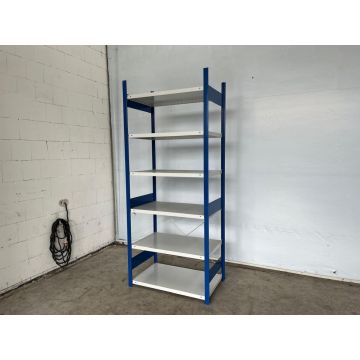 Fachbodenregal Magazinregal, gebraucht | META CLIP | Gesamthöhe: 2.490 mm | Gesamttiefe: 435 mm | Schottstege | Regallänge: 1,10 lfm.