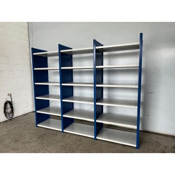 Fachbodenregal Magazinregal, gebraucht | META CLIP | Gesamthöhe: 2.490 mm | Gesamttiefe: 635 mm | Vollwand | Regallänge: 3,20 lfm.