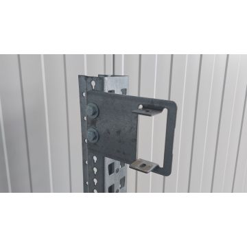 Halter f. Durchschubsicherung Agraffenwinkel Konsole, gebraucht | Meta Multipal S | Abmessung: 180 x 125 mm | Passend für Kastenprofil: 85 x 50 mm | Abstand: 70 mm
