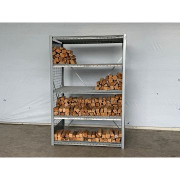 Brennholzregal Fachbodenregal Magazinregal, gebraucht | Dexion HI280 | Gitterrostboden | Gesamthöhe: 2.400 mm | Gesamttiefe: 800 mm | Regallänge: 1,38 lfm.
