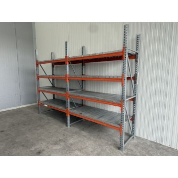 Palettenregalanlage Palettenregal, gebraucht | META (Thyssen) | Regalständer: 2.700 x 800 mm | Lichte Weite: 1.800 mm | Stahlpaneele | Regallänge: 3,86 lfm.