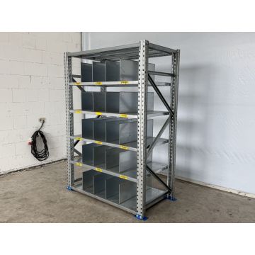 Fachbodenregalanlage Fachbodenregal, gebraucht | SSI Schäfer PR 600 | Regalständer: 2.100 x 800 mm | Fachboden: 1.295 mm | Freistehende Trennwände | Regallänge: 1,48 lfm. 