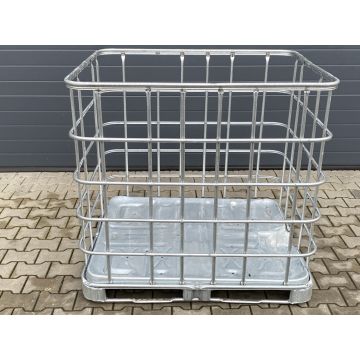 IBC Gitterbox, gebraucht | 1.200 x 1.000 x 1.150 mm (LxBxH) | Metall verzinkt | stapelbar | Brennholzbox 