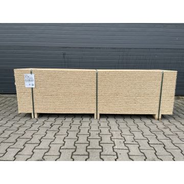 OSB-Paket Einlegeboden Holzplatte, II. Wahl | Gesamtlänge: 2.500 mm | Gesamtbreite: 625 mm | Stärke: 22 mm | Gesamt m²: 50 m² | Gesamtstückzahl: 32 Stück | Ausführung: mit Nut und Feder