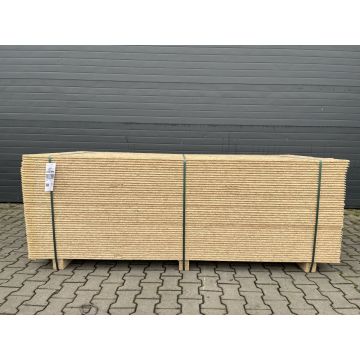 OSB-Paket Einlegeboden Holzplatte, II. Wahl | Gesamtlänge: 2.440 mm | Gesamtbreite: 590 mm | Stärke: 18 mm | Gesamt m²: 144 m² | Gesamtstückzahl: 100 Stück | Ausführung: mit Nut und Feder