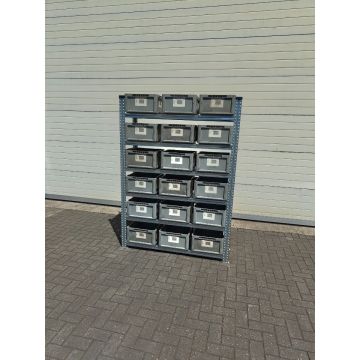 S-1 Kistenregal 1972x400x1420 mm inkl. 18 Kisten 400x400x220 mm | Lagerregal Werkstatt Regal