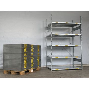 Fachbodenregal Magazinregal, gebraucht | SSI Schäfer R 3000 | Gesamthöhe: 2.278 mm | Gesamttiefe: 800 mm | Regallänge: 1,36 lfm.