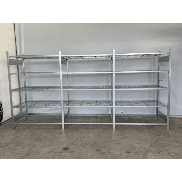 Fachbodenregal Magazinregal, neu | META CLIP | Gesamthöhe: 2.000 mm | Gesamttiefe: 835 mm | Gitterrostboden: 1.300 mm | Regallänge: 4,10 lfm.