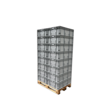 16x Stapelkiste SSI Schäfer L-KLT 8280 in Grau - 600 x 800 x 280 mm