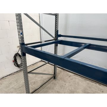 Tiefenauflage Tiefensteg Tiefenstege f. Palettenregal, gebraucht | f. Regaltiefe 1.100 mm | lichte Stützweite: 999 mm | K 50 x 50 x 4 mm | blau