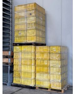 Stapelkasten Stapelkiste Kunststoffkiste, gebraucht | SSI Schäfer Serie 14/6-1 | Außenmaß: 650 x 468 x 300 mm (LxBxH) | Farbe: gelb