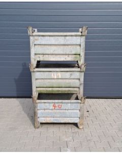 3 x Stapelbehälter Transportbehälter, Thyssen, gebraucht / 850 x 560 x 580 mm (BxTxH) / feuerverzinkt / stapelbar