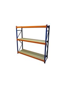 Weitspannregal LPR | Regaltiefe: 600 mm | 3 Ebenen mit Spanplatten II. Wahl 