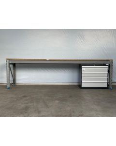 Werkbank Arbeitstisch, gebraucht | SSI Schäfer PR600 | Schubladenschrank 900 mm | Werkbankbreite: 3.500 mm | Werkbankhöhe: 938 mm | Werkbanktiefe: auswählbar