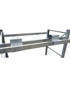 Durchschubsicherung für Doppelregalreihen / Palettenregale, gebraucht / Für Kastenprofil:90 mm höhe / Für Regalabstand von 190 - 270 mm 