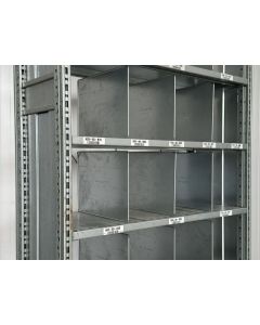 Fachteiler für Fachbodenregale, gebraucht | SSI Schäfer R 3000 | TRF 4427 | f. Ständertiefe: 400 mm | Gesamttiefe: 370 mm | Gesamthöhe: 300 mm | sendzimir verzinkt