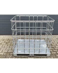 IBC Gitterbox, gebraucht | 1.200 x 1.000 x 1.150 mm (LxBxH) | Metall verzinkt | stapelbar | Brennholzbox 