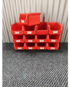 Sichtlagerkiste SSI Schäfer LF 221 Maße: 225 x 150 x 125 mm - Rot, gebraucht