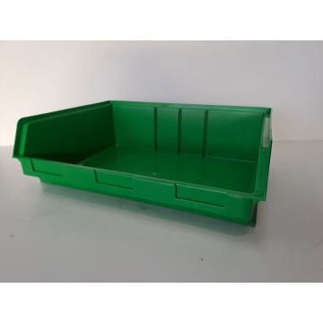 Sichtlagerkasten Stapelkasten Kunststoffkiste Kiste, gebraucht | SSI Schäfer LF 351 ZW | Außenmaß: 348 x 470 x 145 mm (LxBxH) | Farbe: grün